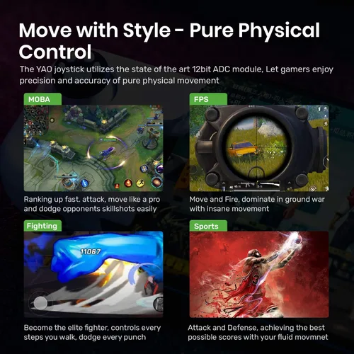 Vista 3 de IFYOO YAO L1 Pro - Joystick de control de juegos móvil para iPhone iOS 134 o posterior mando de juegos para PUBGG Mobile Call of Duty Mobile CODM