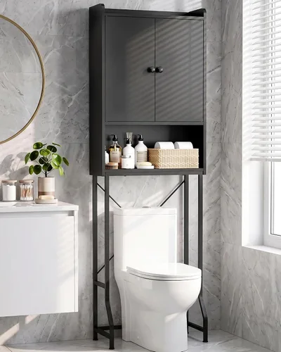 Vista 9 de Kitsure 68.1"H Over Toilet Storage Cabinet, Magnetic Door, Adjustable Shelf Blanco