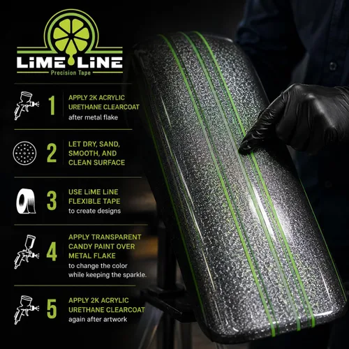 Vista 5 de LiME LiNE Escama de metal automotriz pulverizable para pintura personalizada Paquete de 1