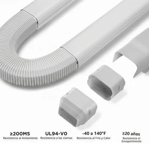 Vista 2 de TURBRO 3 '' W × 7.5' L Línea decorativa PVC Kit de cubierta para mini split y aire acondicionado central, sistemas de bombas de calor de CA Plateado