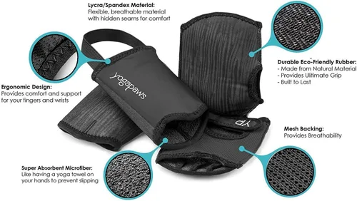 Vista 2 de YogaPaws Elite - Guantes de yoga antideslizantes acolchados y calcetines de yoga para mujeres y hombres