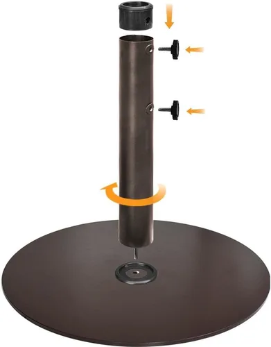 Vista 4 de EliteShade USA - Base redonda resistente para sombrilla de hasta 140 libras, con placa de acero para patio al aire libre, jardín o mesa de patio
