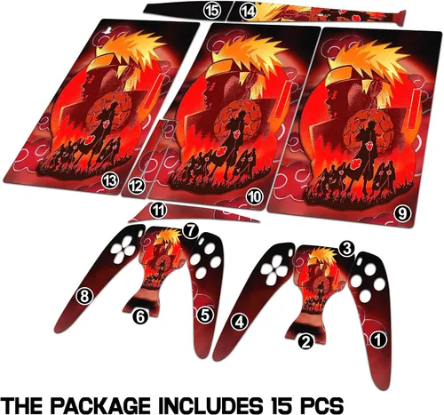 Vista 3 de HK Studio Calcomanía de anime ninja, cubierta específica para PS5 Disc Edition y edición digital, impermeable, sin burbujas, incluye 2 fundas