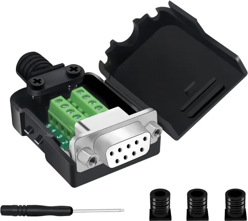 Vista 14 de 10 conectores DB9 macho Breakout, conectores RS232 de 9 pines, placa de módulo adaptador serie D-SUB RS485 sin soldadura con terminales de tornillo