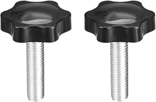 Vista 5 de uxcell Pomo de tornillo de sujeción, 1.890 in de diámetro con forma hexagonal de ciruela, perilla de estrella M8 x 0.787 in, rosca macho, 2