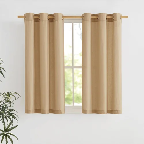 Vista 186 de NICETOWN - Cortinas de lino angora para ventana de cocina sobre el fregadero, con ojales, lino grueso angora, tratamientos cortos para ventanas