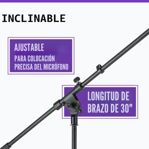 Vista 2 de Soporte boom de micrófono trípode, cromo On Stage ms7701 C, negro (MS7701B - Black)