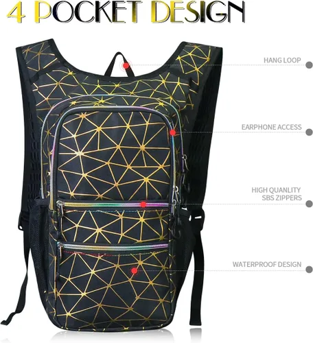 Vista 3 de Paquete de hidratación, mochila de agua con vejiga de hidratación de 3 L, aislamiento ligero, esencial para festivales, mochila de hidratación rave