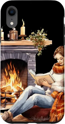 Vista 24 de iPhone 16 Book Reading In Fireplace Reader Bookworm Girls Women Case