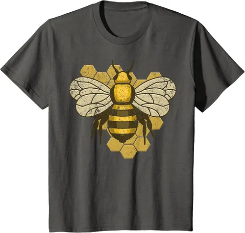 Vista 34 de Retro Beekeeper Beekeeper Honey Bumblebee Vintage Saves Bees T-Shirt Asphalt Grey