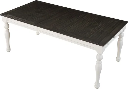 Vista 4 de Steve Silver Furniture Joanna - Juego de comedor de 7 piezas, acabado de roble oscuro/marfil, 64-80 pulgadas con hoja de 18 pulgadas y 6 sillas
