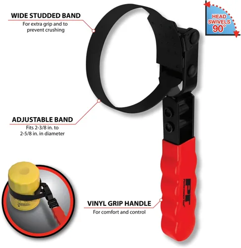 Vista 2 de Performance Tool W54044 - Llave giratoria para filtro de aceite de 2-3/8 a 2-5/8 pulgadas Automotive oil filter removal tool for tight spaces.