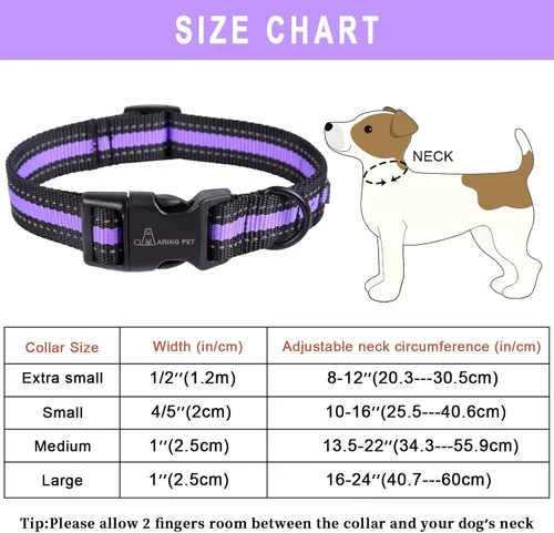 Vista 6 de ARING PET Collar reflectante para perro, collar de perro morado suave para perros medianos, collares de perro de nailon ligero con hebilla