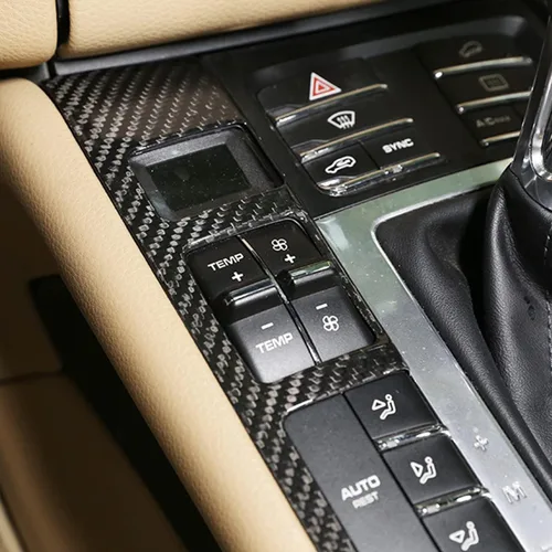 Vista 8 de Cubierta decorativa de panel de botones multifunción para Porsche Macan 2014-2020, accesorios interiores de fibra de carbono real Ultra-Light