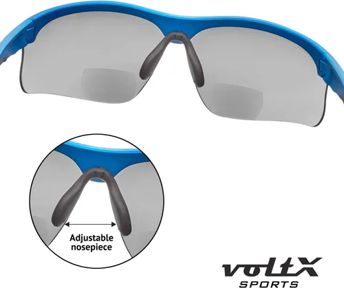 Vista 5 de voltX 'ULTIMATE SPORTS' Gafas de seguridad bifocales (montura azul, lente de espejo azul + 1.0 dioptrías) – Lente UV400 con revestimiento antivaho