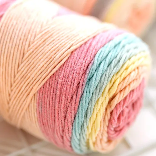 Vista 24 de Hilo de color de algodón para tartas, hilo multicolor arcoíris para tejer y tejer a ganchillo, 2 bolas de 7.05 oz, 45% algodón, 55% acrílico, hilo
