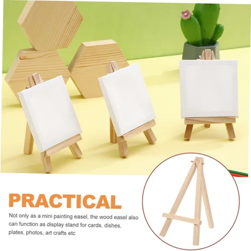 Vista 3 de 2 mini caballete de madera para exhibir trípodes plegables para tarjetas, fotos, coleccionables, caballete de mesa para clases de arte