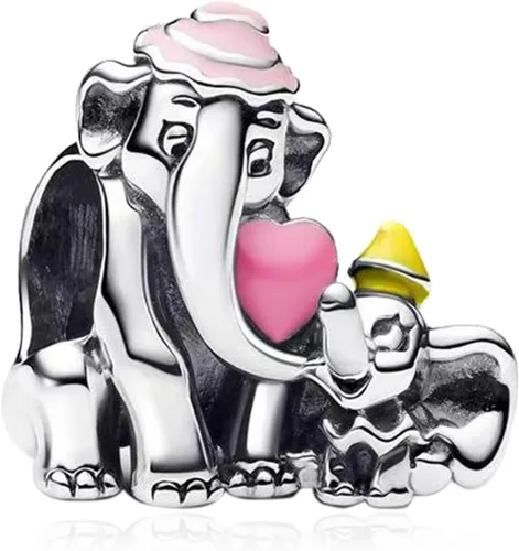 Vista 122 de Dijes de plata de ley 925 de dibujos animados de pato, ratón, oso, elefante, dragón chino, cuentas colgantes para pulseras y collares, joyería