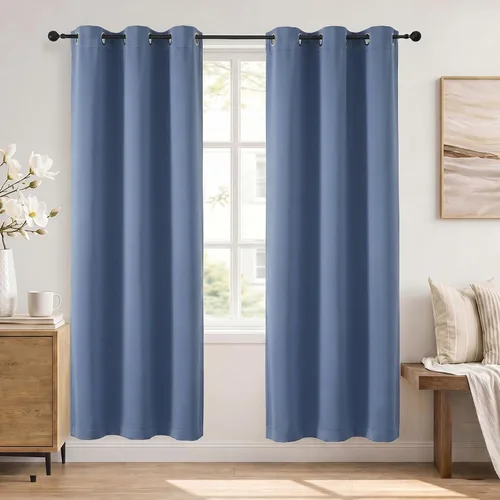 Vista 83 de Simplebrand Cortinas blancas puras de 96 pulgadas de largo para oscurecer la habitación, juego de 2 paneles para dormitorio/sala de estar, bloqueo