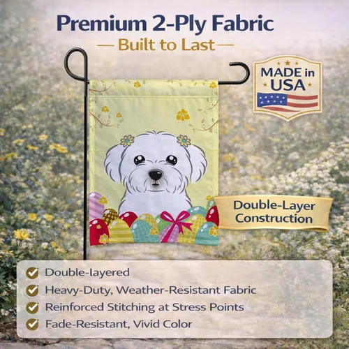 Vista 597 de Caroline's Treasures BB1923GF Bandera decorativa para jardín con diseño de Border Collie, para caza de huevos de Pascua, para jardín, jardín, patio