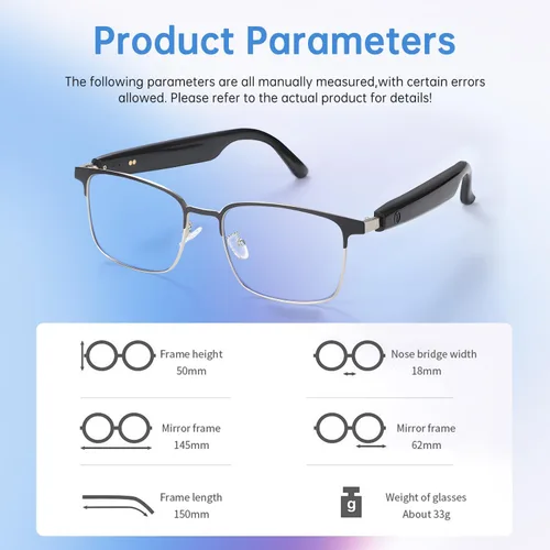 Vista 3 de Lentes inteligentes para hombres y mujeres, con audio Bluetooth y lentes fotocromáticas Open-Ear Built-in Mic & Speakers Touch Control Voice