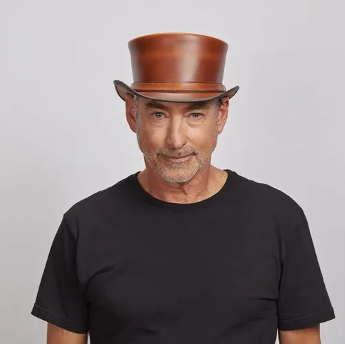 Vista 2 de American Hat Makers Hampton - Sombrero de cuero para hombre y mujer, sombrero de ala ancha moldeable