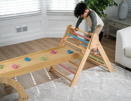 Vista 5 de Avenlur Hazel - Juego de triángulos Pikler 5 en 1, juguetes de escalada para interiores Montessori Climbing Set & Indoor Playground: Triangle
