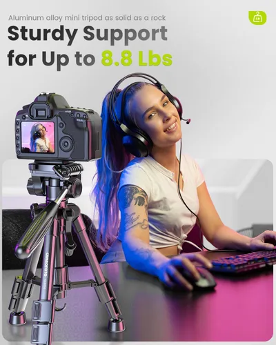 Vista 8 de CAMBOFOTO Trípode para cámara de 30", Trípode profesional de aluminio resistente para cámara sin espejo/DSLR/Teléfono celular/Videocámara
