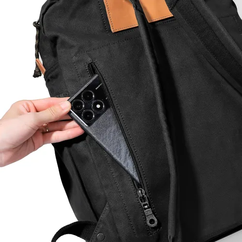 Vista 7 de Mochila de lona Gootium para mujeres, estilo vintage con cierre de cremallera, mochila casual para hombres, de tela, para viajes al aire libre