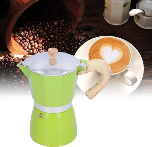 Vista 4 de Cafetera clásica para estufa de gas, cafetera Moka de 10.5 onzas líquidas, con mango ergonómico, preparación rápida, excelente aleación de aluminio