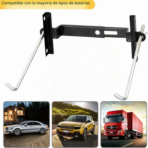 Vista 4 de Kit de Retención de Batería de Coche, Barra Transversal de Batería de Coche de Alta Resistencia con Abrazaderas de Servicio Pesado, Soporte