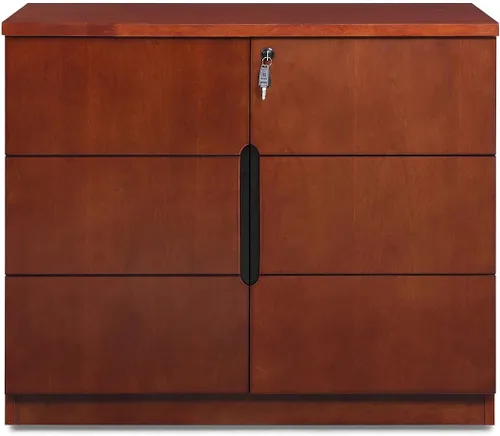 Vista 3 de ZURI Hayes Modern - Gabinete para impresora de almacenamiento de 2 puertas, madera clara