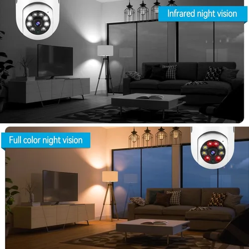 Vista 6 de Cámara de Seguridad con Bombilla LED HD Pan Tilt Inalámbrica 360 Grados Reflector Visión Nocturna 5Ghz con Reflector Detección de Movimiento Humano