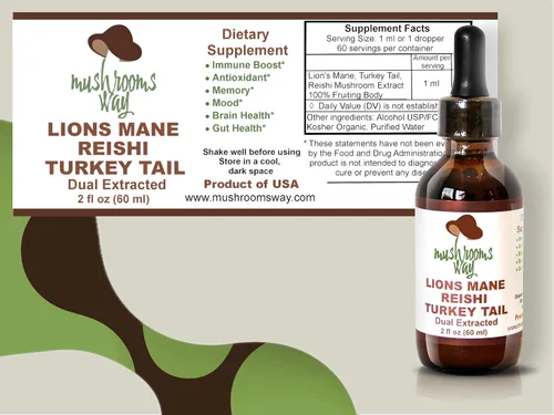 Vista 3 de Melena de Leones – Reishi – Cola de pavo – Suplemento de hongos para apoyo del sistema inmunológico – Extracto dual para los mejores beneficios