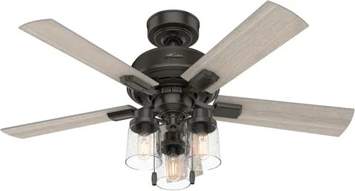 Vista 11 de Hunter Hartland 51745 - Ventilador de techo interior de 52 pulgadas con luces LED, para dormitorio, sala de estar o cocina, montaje estándar, sin