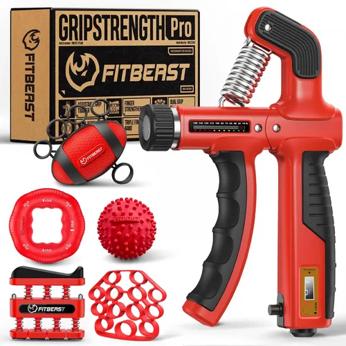 Vista 8 de FitBeast Entrenador de fuerza de agarre, kit de fortalecimiento de agarre de mano, paquete de 6 con fortalecedor de antebrazo de resistencia