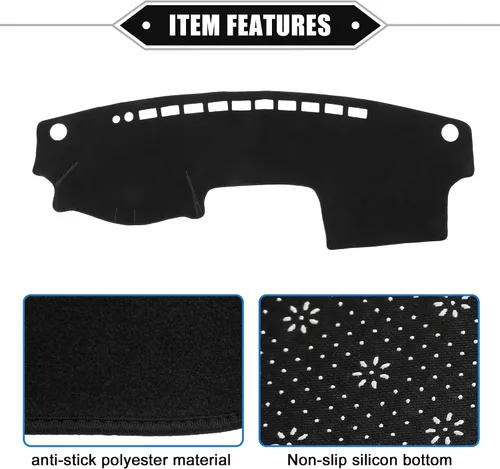 Vista 4 de Cubierta de salpicadero compatible con Toyota Camry 2002-2006, antideslizante, de poliéster, color negro, cubierta protectora