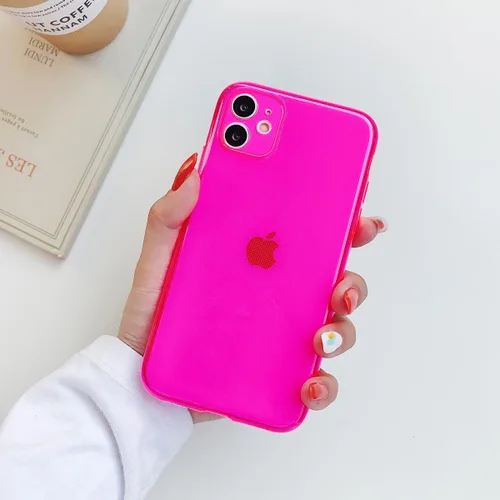 Vista 6 de Funda compatible con iPhone 11, funda transparente de silicona suave y delgada con cubierta para lente de cámara para mujeres y niñas, funda Rosa