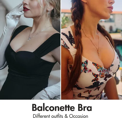 Vista 4 de DELIMIRA Brasier tipo balconette para mujer, cobertura completa, talla grande, con varillas, espalda suave, sin costuras