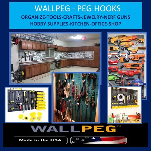 Vista 4 de WallPeg Caja de 12 paneles de tablero de clavijas negras de 24 x 24 pulgadas – Tuff Polypropelene 1/4 pulgadas tablero de clavijas AM 204
