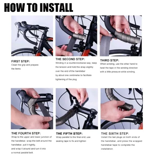 Vista 6 de Cinta de manillar de bicicleta EVA Foam Road Bicycle Handlebar Tape Ciclismo Handle Wraps Negro para bicicleta de carretera 2 rollos