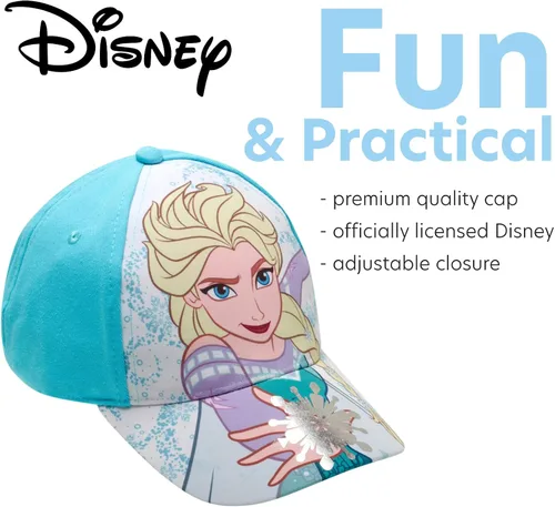 Vista 3 de Disney Gorra de béisbol Frozen para niñas, diseño de princesa Elsa y Anna con ala curvada (2T-7), Morado