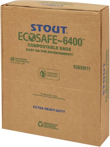 Vista 13 de Stout e2430e85 13 galones 24" x 30" Heavy Duty biodegradables bolsas de basura, 45 bolsas por caja, astm6400, verde, fabricado en Estados Unidos por