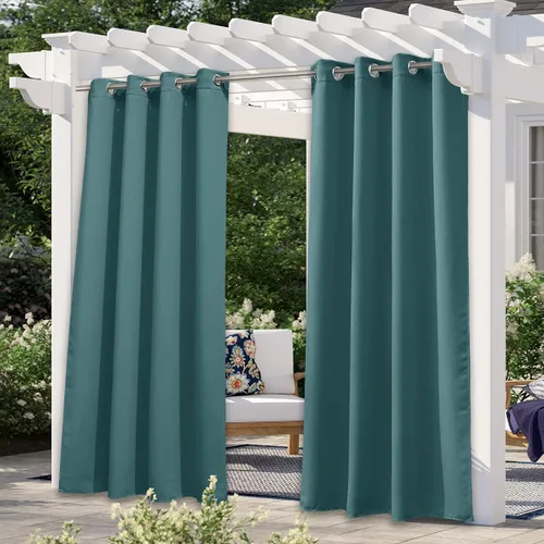 Vista 45 de NICETOWN Cortina para Exteriores para Patio Impermeable de 84 Pulgadas de Ancho, Aislamiento Térmico con Ojales Antioxidantes Bloqueo UV Cortina
