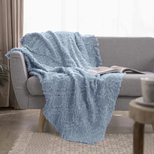 Vista 12 de Simple&Opulence Manta de 100 % algodón para cama, sofá, manta tejida geométrica bohemia con borlas, suave, ligera, transpirable, decoración de Marrón