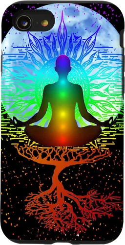 Vista 18 de Funda para iPhone 17 con diseño de árbol de la vida con diseño de luna y meditación