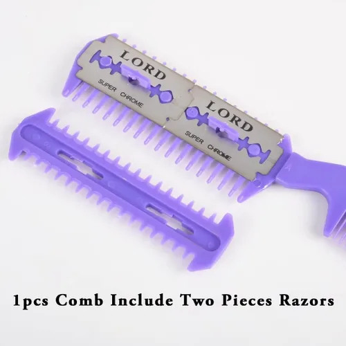 Vista 4 de 6 piezas de recortadora de puntas abiertas de doble filo, peine para adelgazar el cabello para cortes de pelo delgados en casa, mujeres y hombres