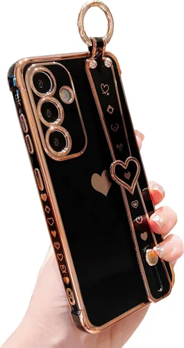 Vista 13 de DEFBSC Funda compatible con Samsung Galaxy S23, con borde galvanizado con correa para la muñeca, protección completa de la cámara, esquinas