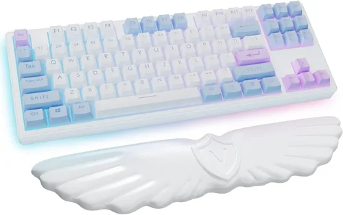 Vista 8 de Sushret Angel Wing Cloud Reposamuñecas para Teclado, Soporte de Muñeca para Teclado de Espuma Viscoelástica de Cuero Suave para Alivio del Dolor