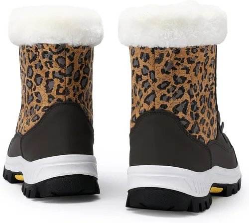 Vista 4 de COOJOY - Botas de nieve a media caña, peludas, e impermeables de mujer para el invierno